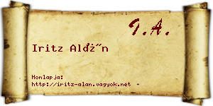 Iritz Alán névjegykártya